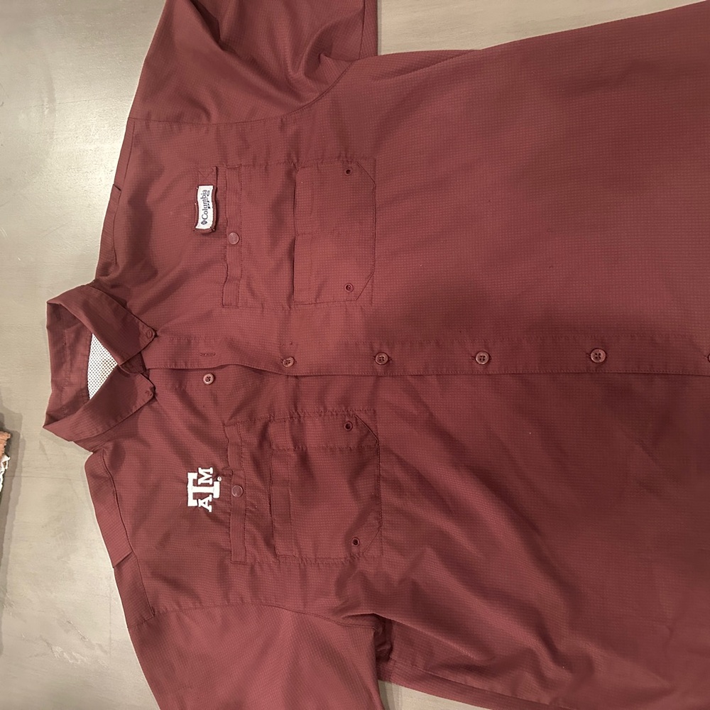 Texas A&M Columbia Casual Button Down Shirt with Relaxed Fit and Soft Fabric